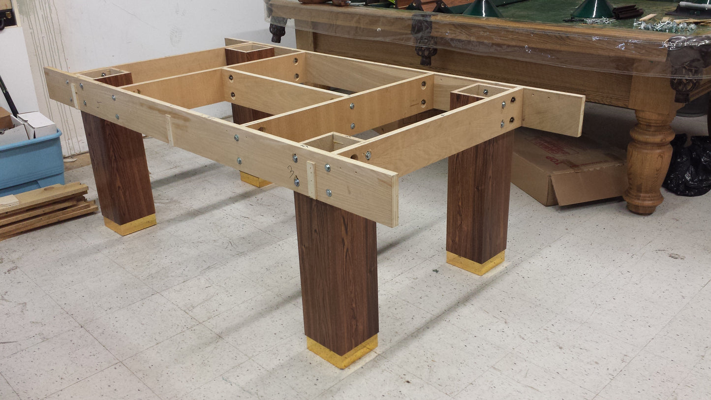 Underside interior framing and support structure during assembly