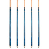 Set of 5 Aska L3 Blue Pool Cue Sticks, 58", 13mm Tip, Hard Rock Canadian Maple Shaft, Wrapless, L3S5BLU