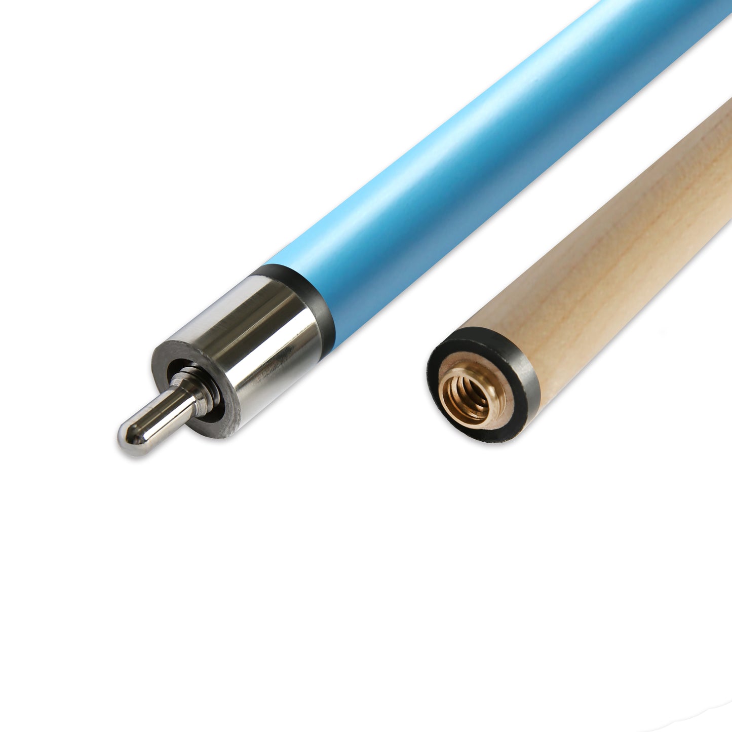 Detailed view of the threaded cue joint and ferrule.