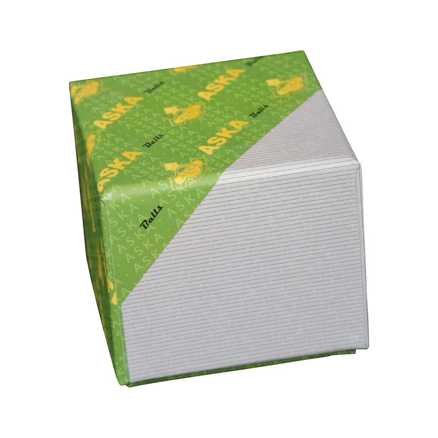 Green box with Balls branding and diagonal white striped pattern.