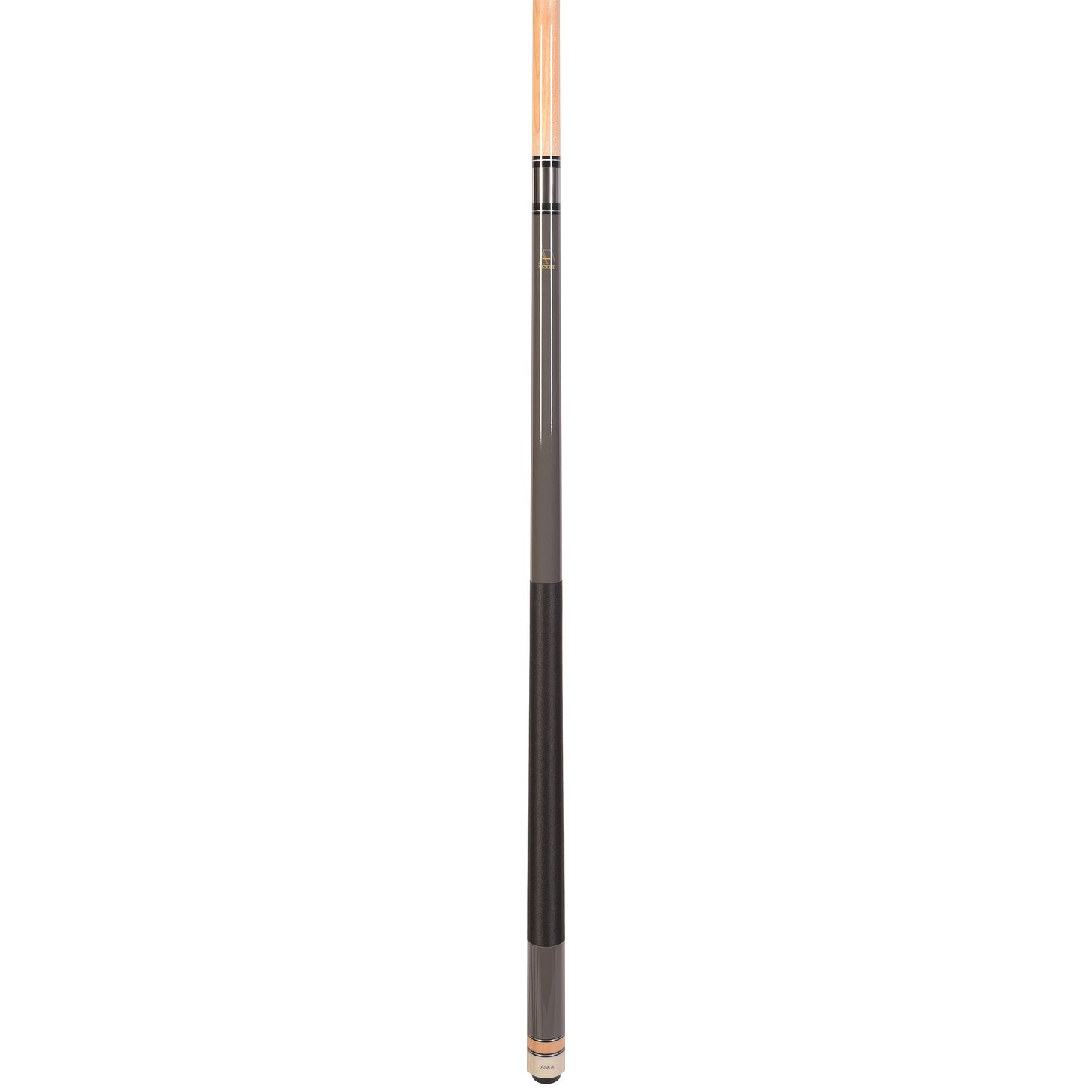 Close-up view of Grey Pool Cue Stick butt with wrap.