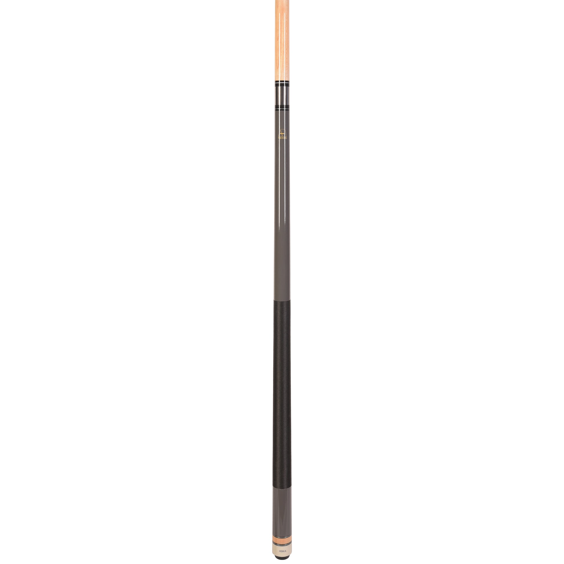 Close-up view of Grey Pool Cue Stick butt with wrap.