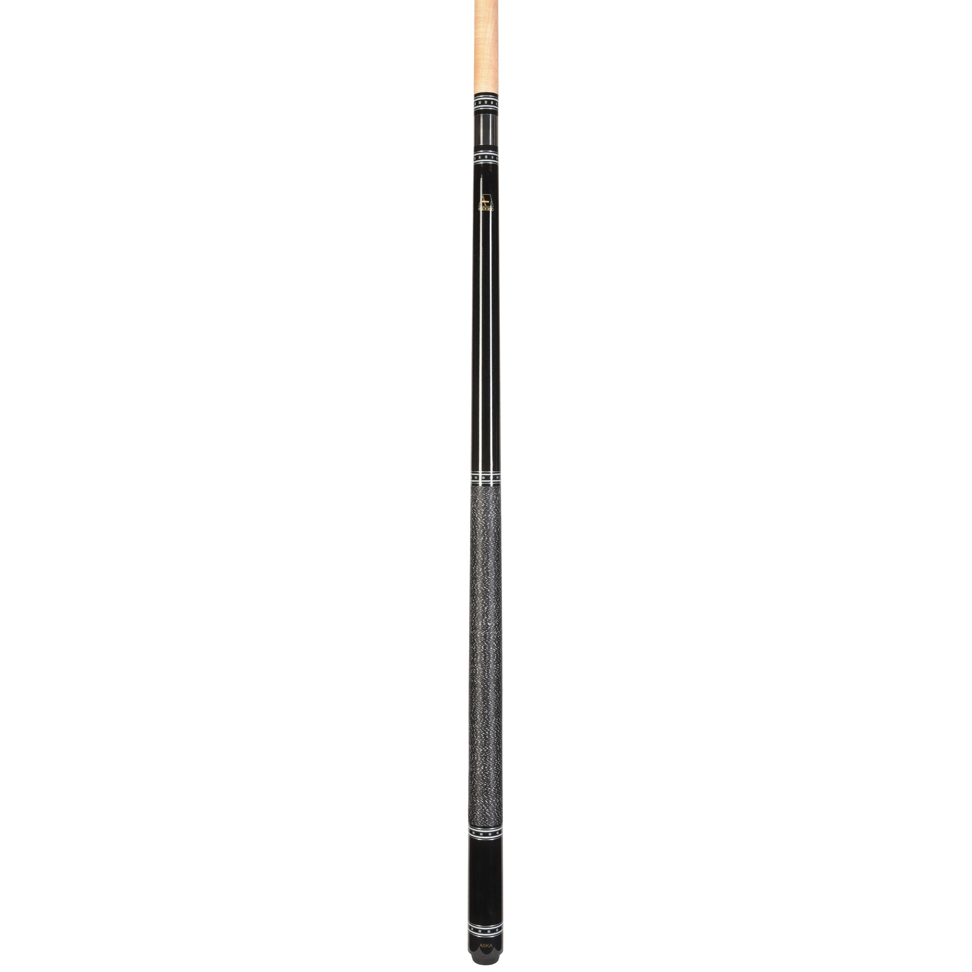 View of a pool cue, showcasing its full length design