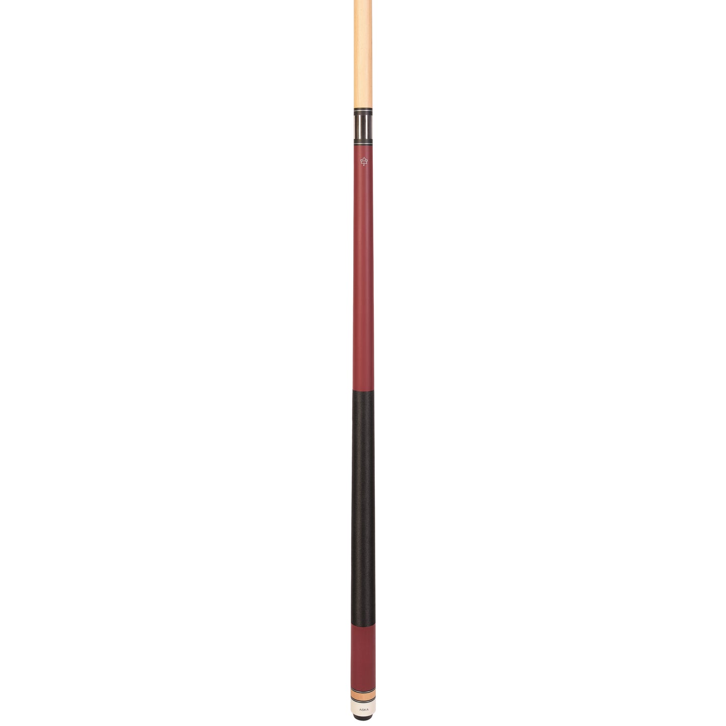 Pool cue shaft showing a long smooth wood grain construction.