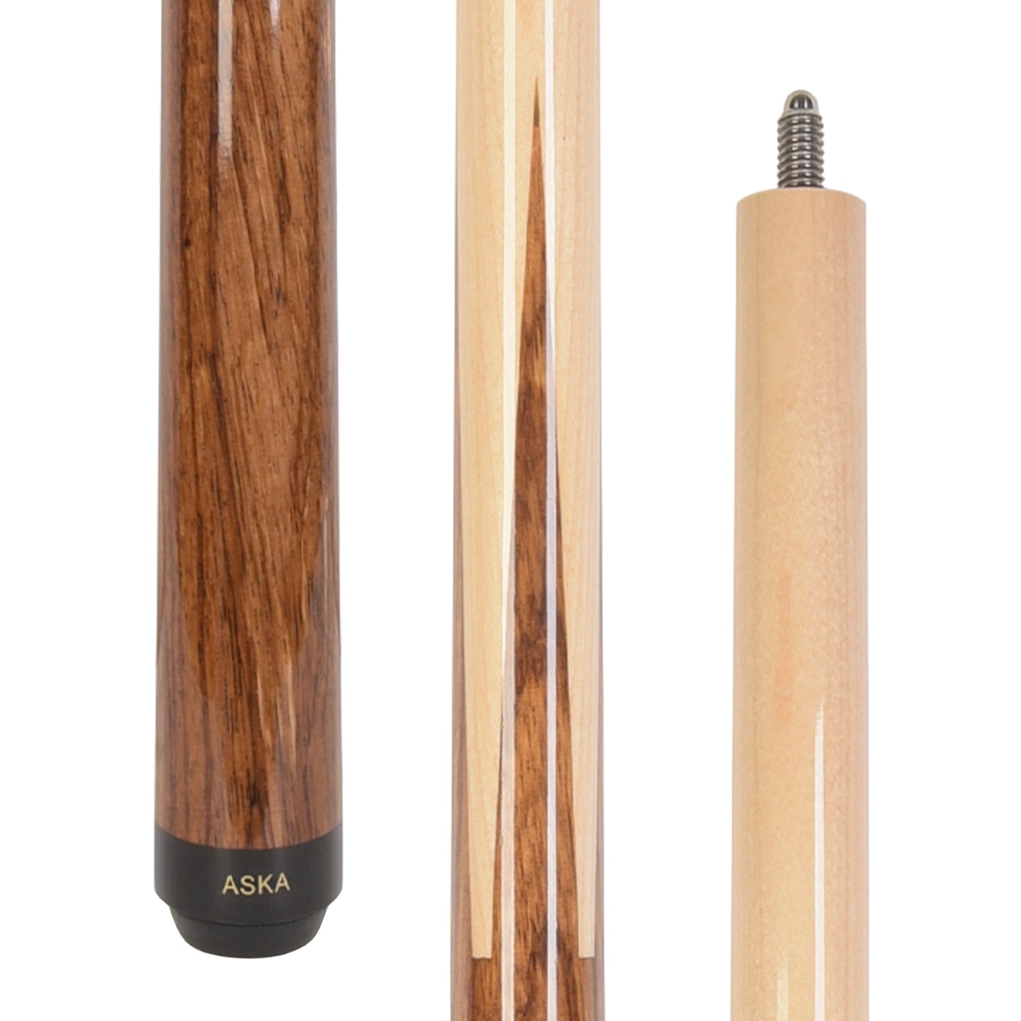 ASKA Sneaky Pete Pool Cue Butt – Zebra Wood Spliced Maple, 5/16x18 Joint, Butt Only (SPZB)