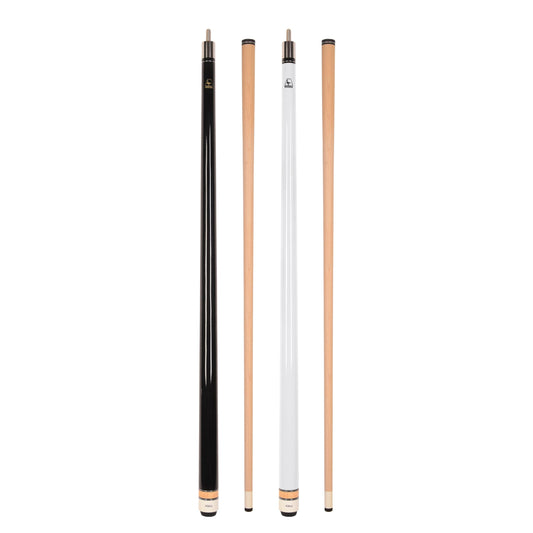 ASKA Set of 2 Pool Cue Sticks - Black 21 oz and White 19 oz, wrapless
