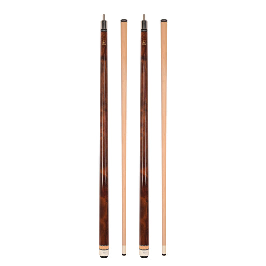 ASKA Set of 2 Pool Cue Sticks - two Brown 19 oz, wrapless