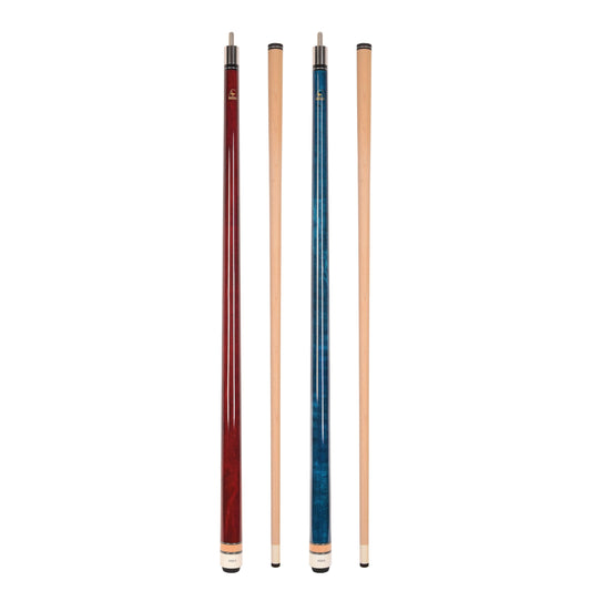 ASKA Set of 2 Pool Cue Sticks - Red 18 oz and Blue 20 oz