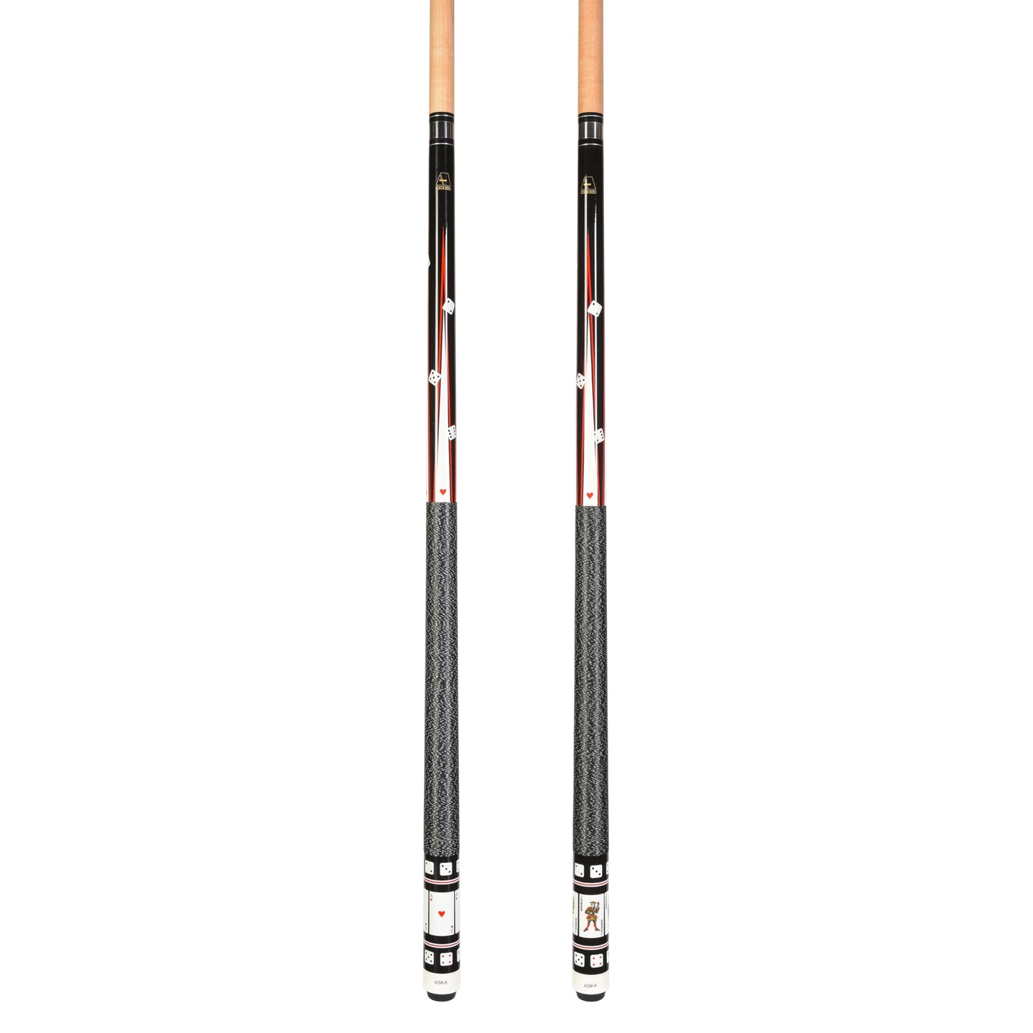 ASKA Set of 2 Poker Theme Pool Cue Sticks – Aces & Jokers, 58