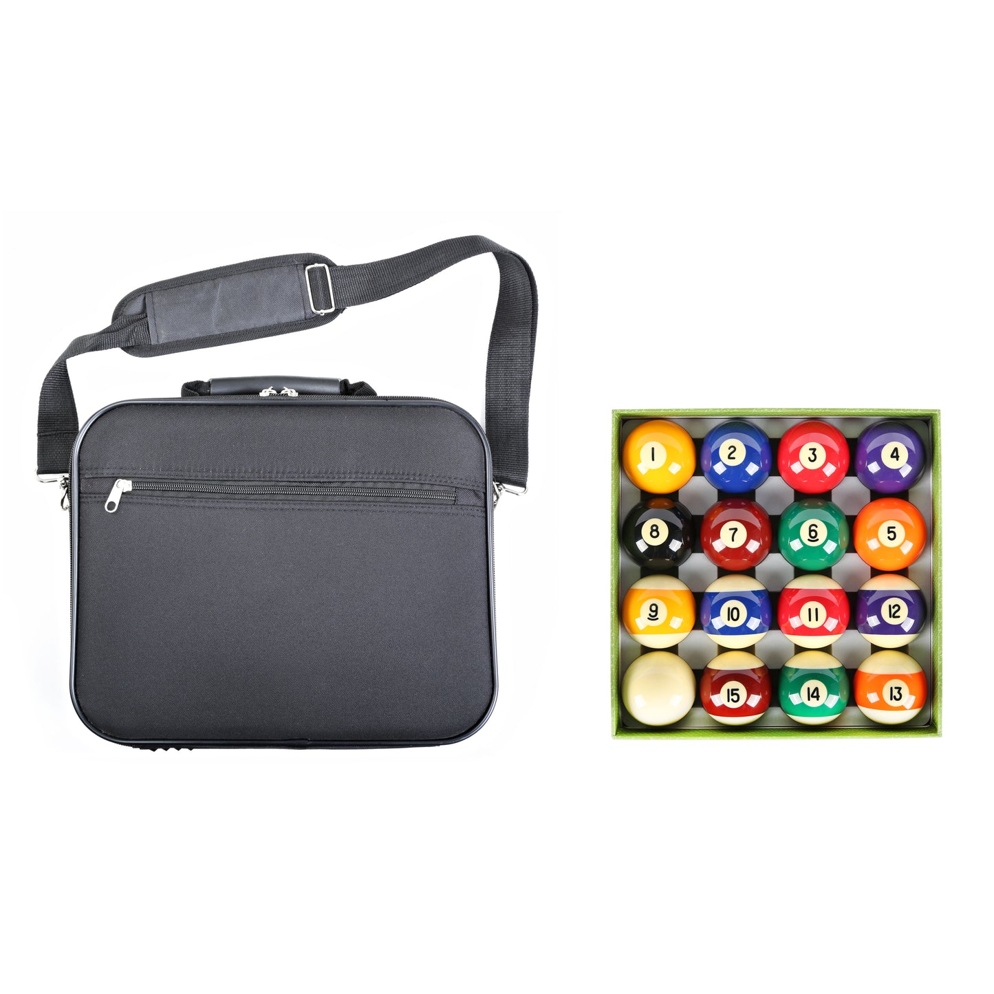 ASKA Pool Billiard Ball Travel / Storage Case With ASKA Grade A, 2-1/4 Set of Pool Balls, PBC1+PB01A