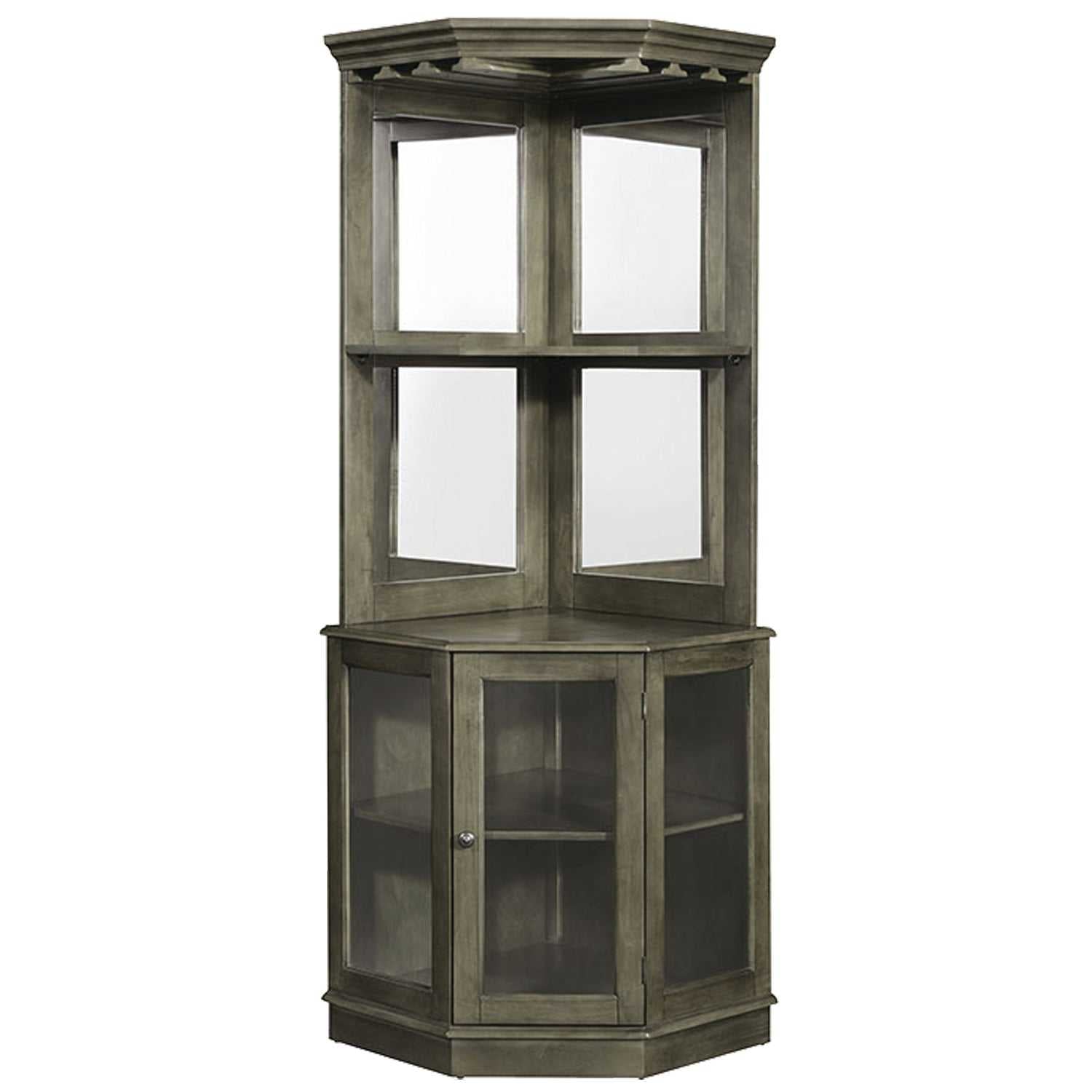 RAM Game Room BRCB4 Corner Bar Cabinet with Wine Rack - Slate, front view.