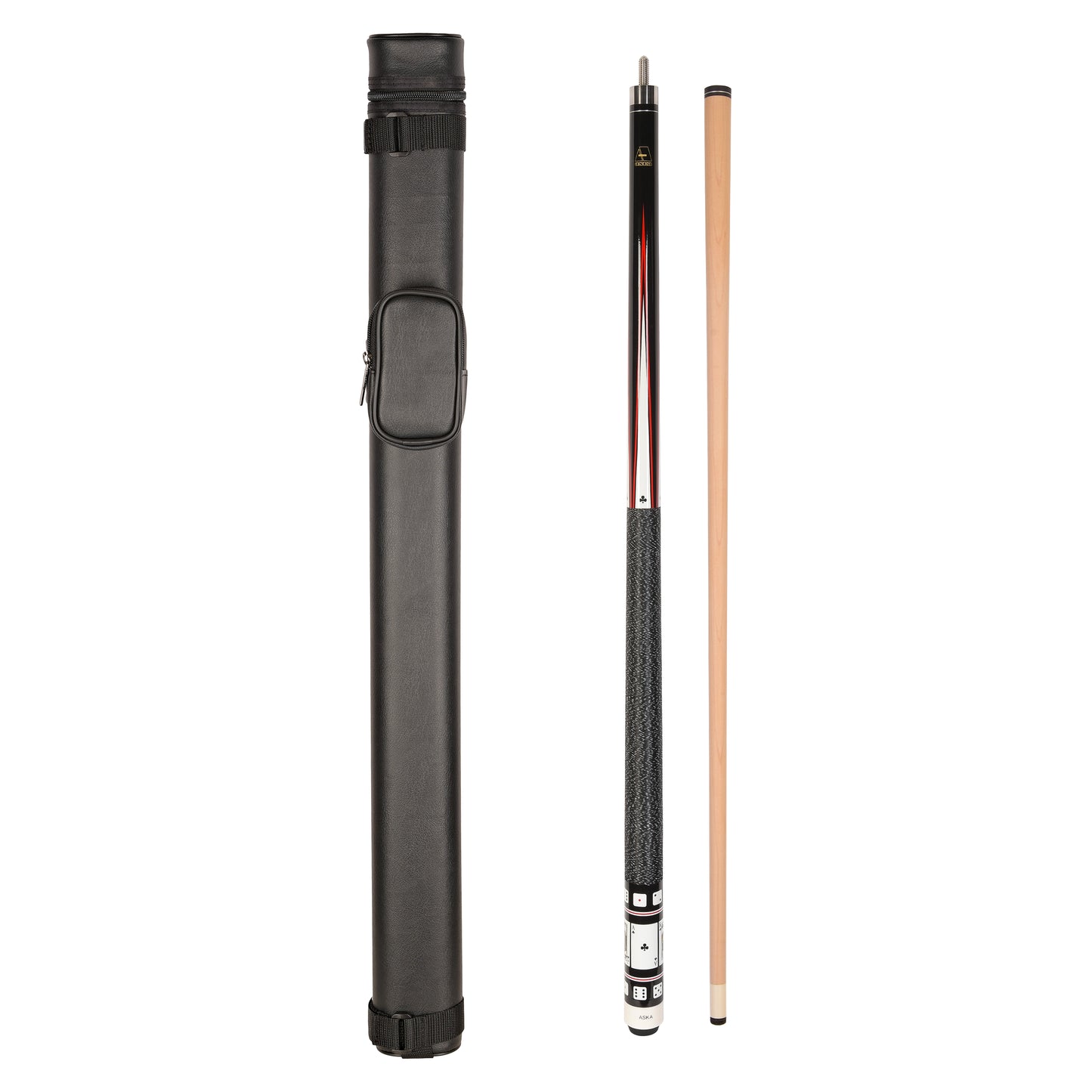 ASKA Cue and Case Combo, 1x1 Case and Card and Dice Clubs Cue Stick CD4