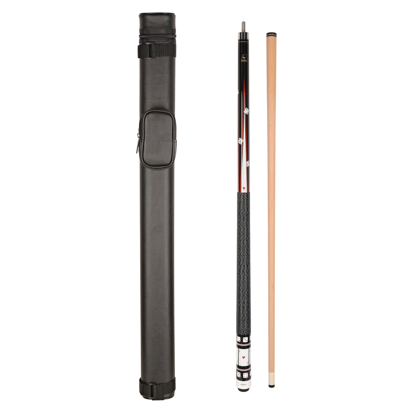 ASKA Cue and Case Combo, 1x1 Case and Card and Dice Aces Cue Stick CD5