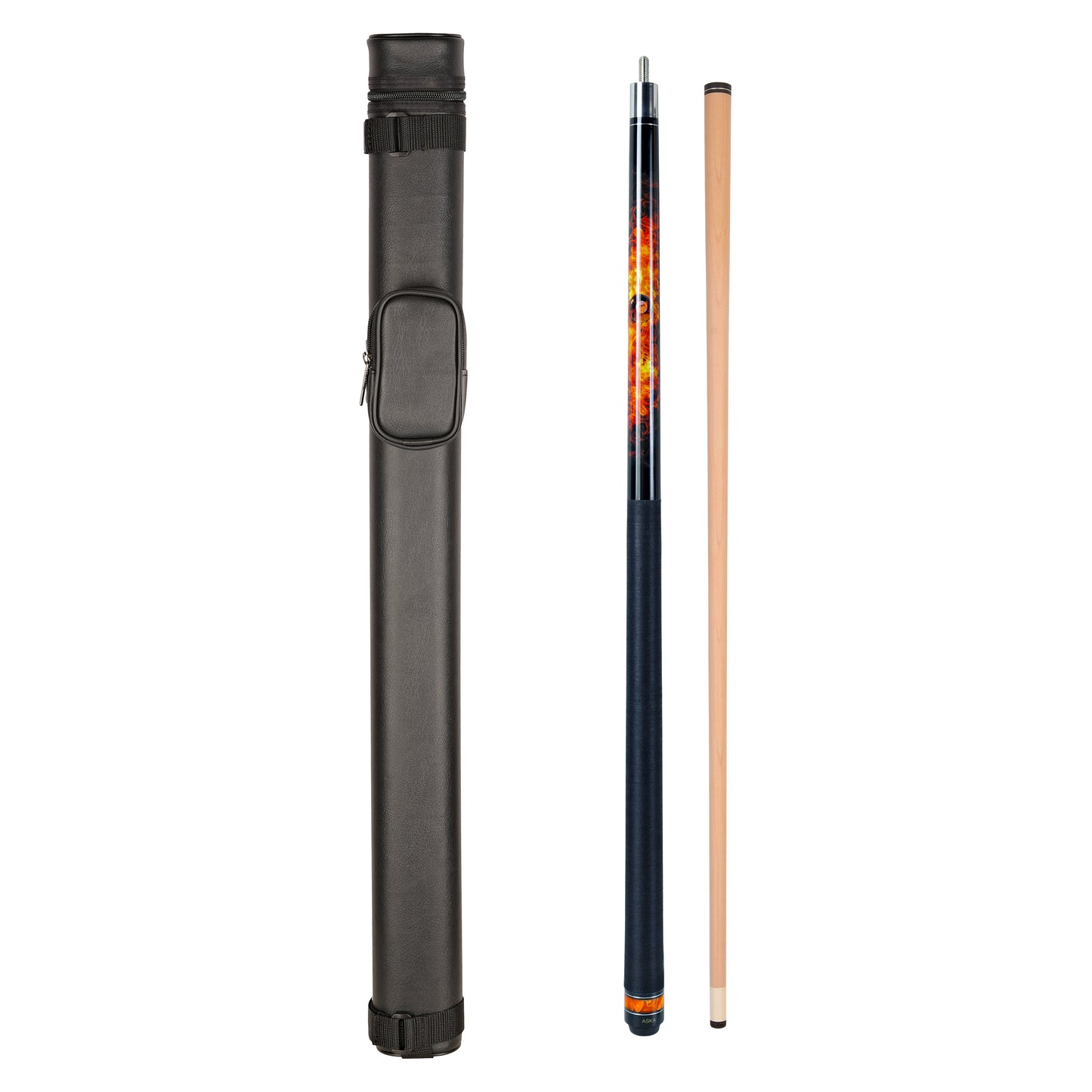 ASKA FireBall Cue and Case combo, full view. C11FB