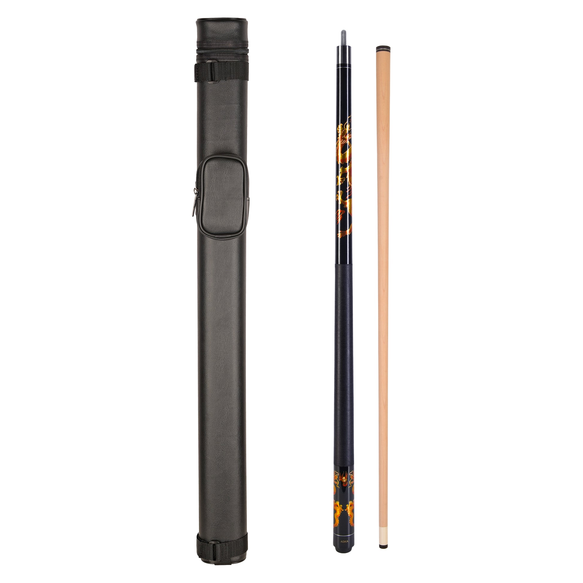 ASKA Golden Dragon pool cue and case with shaft. C11GD