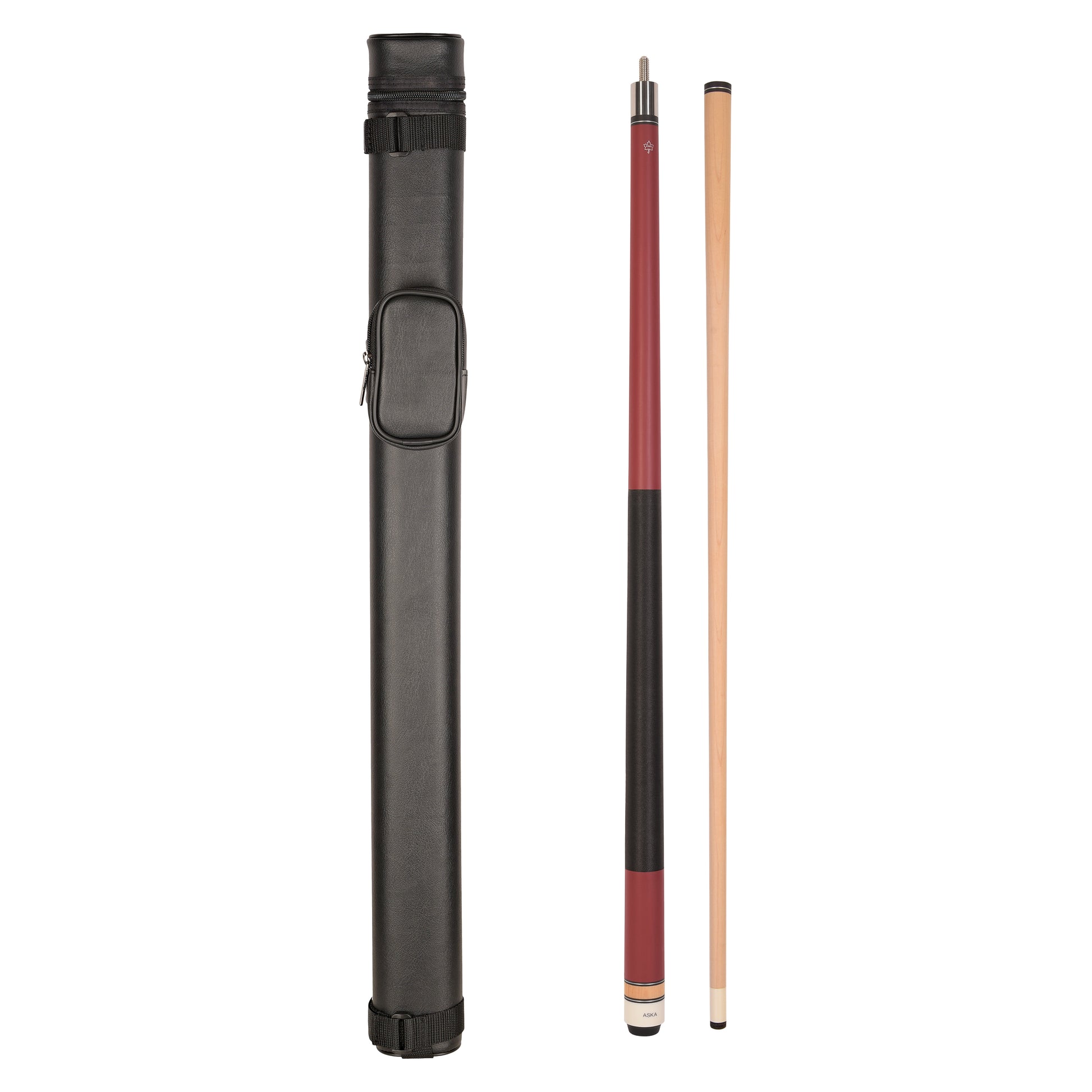 ASKA L2 Matte Red pool cue and black 1x1 cue case. C11L2MR