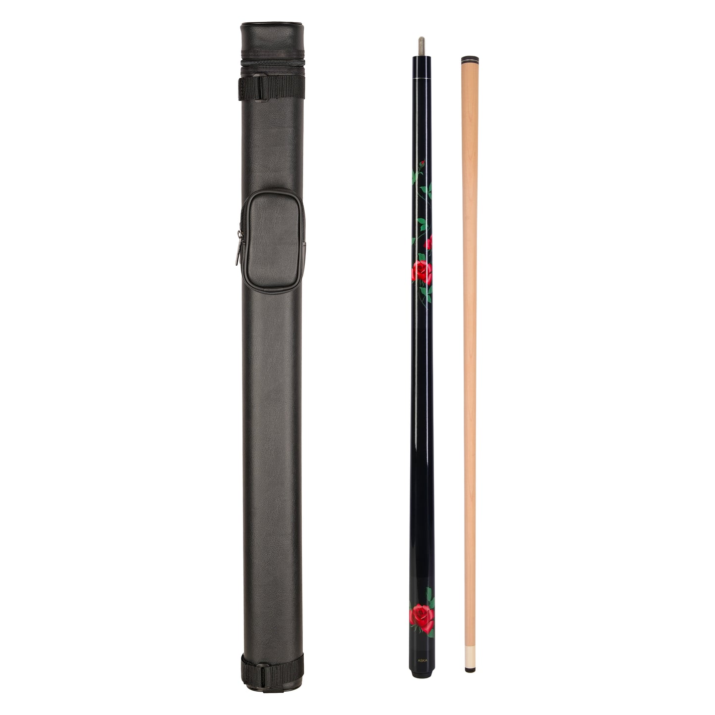 ASKA Black Rose Cue and 1x1 Cue Case Combo C11BR