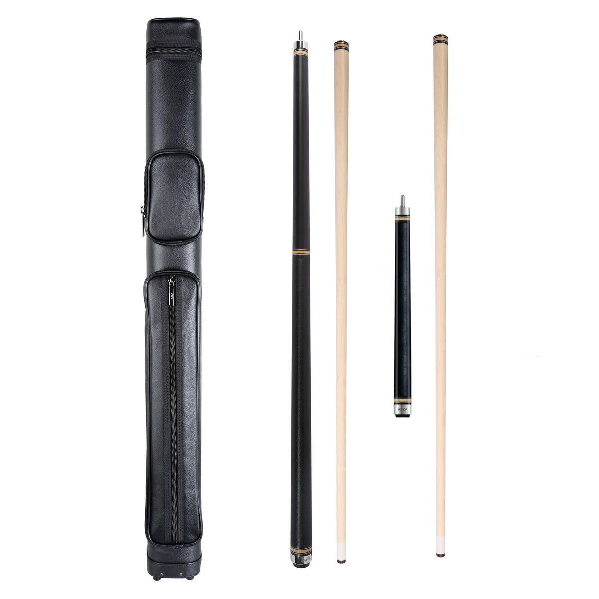 ASKA Cue and Case Combo, 2x2 Case + PC1 Matte Black Pool Cue and JC10 Jump Cue (C22PC1JC10)