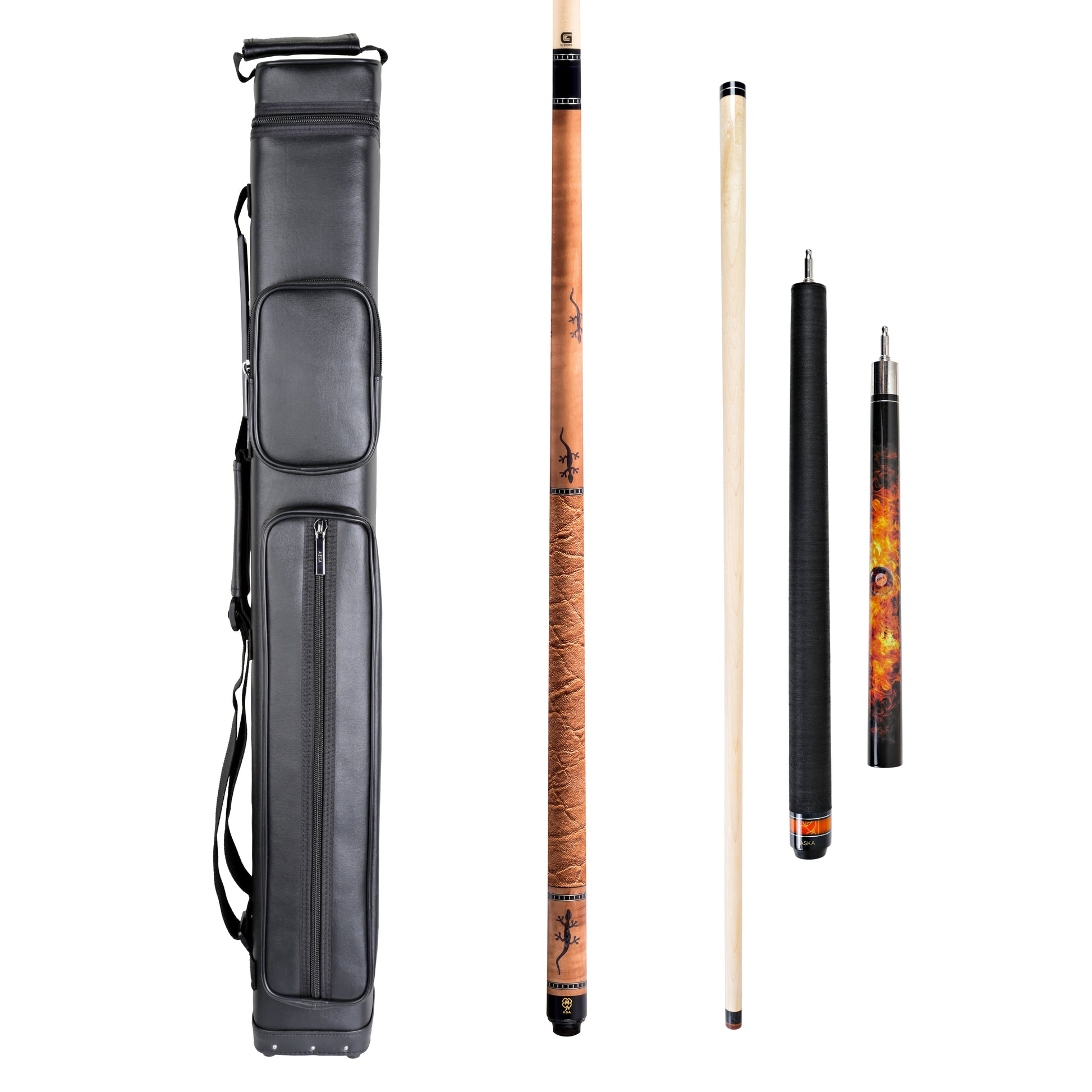 ASKA 3x6 cue case with McDermott G516 and ASKA JBC Fireball pool cues MCDG516COMBO