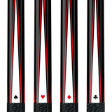 Set of 4 Aska Cards and Dice Billiard Pool Cues, 58" Hard Rock Canadian Maple, 13mm Hard Tip, Mixed Weights, CDS4