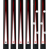 Set of 6 Aska Cards and Dice Billiard Pool Cues, 58" Hard Rock Canadian Maple, 13mm Hard Tip, Mixed Weights, CDS6