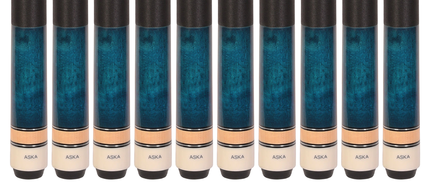 Lot of 10 BLUE ASKA L2 Billiard Pool Cues, 58