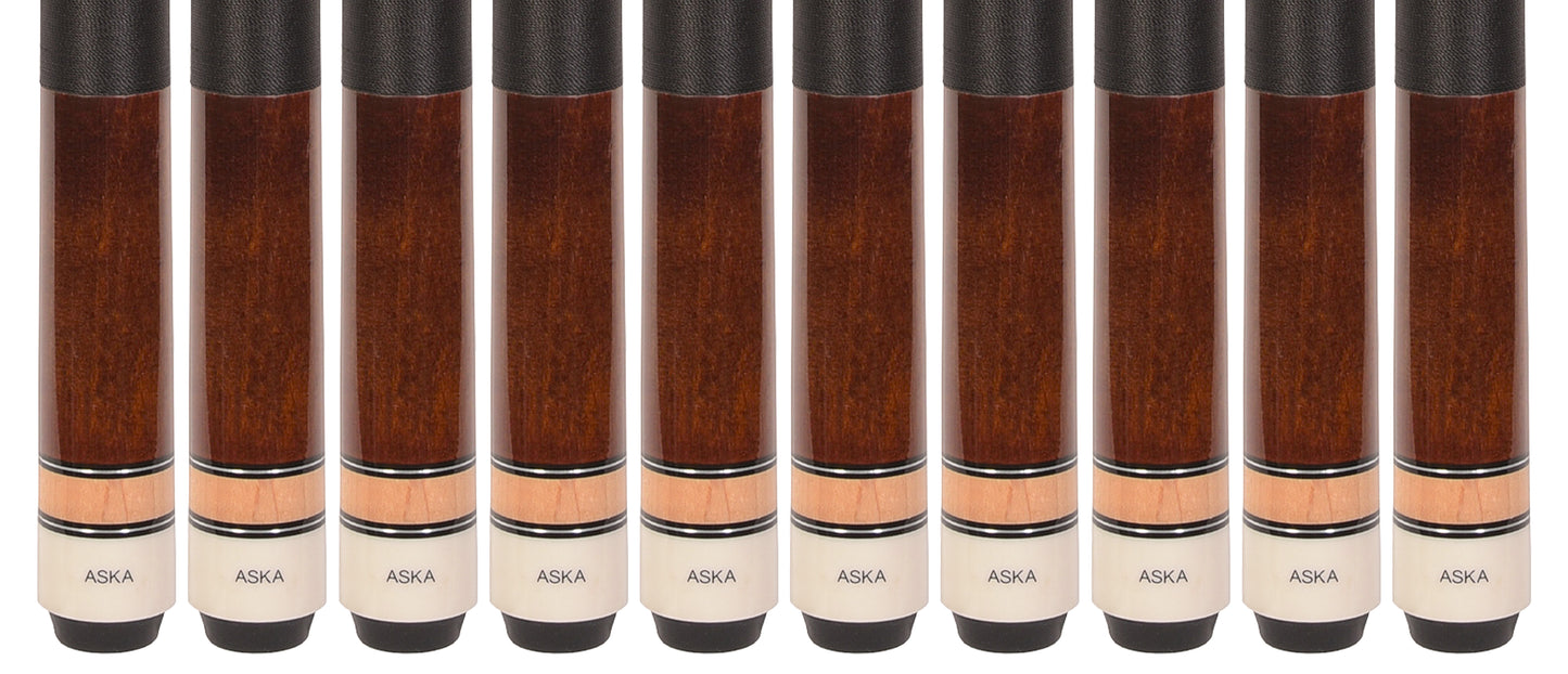 Lot of 10 Brown ASKA L2 Billiard Pool Cues, 58
