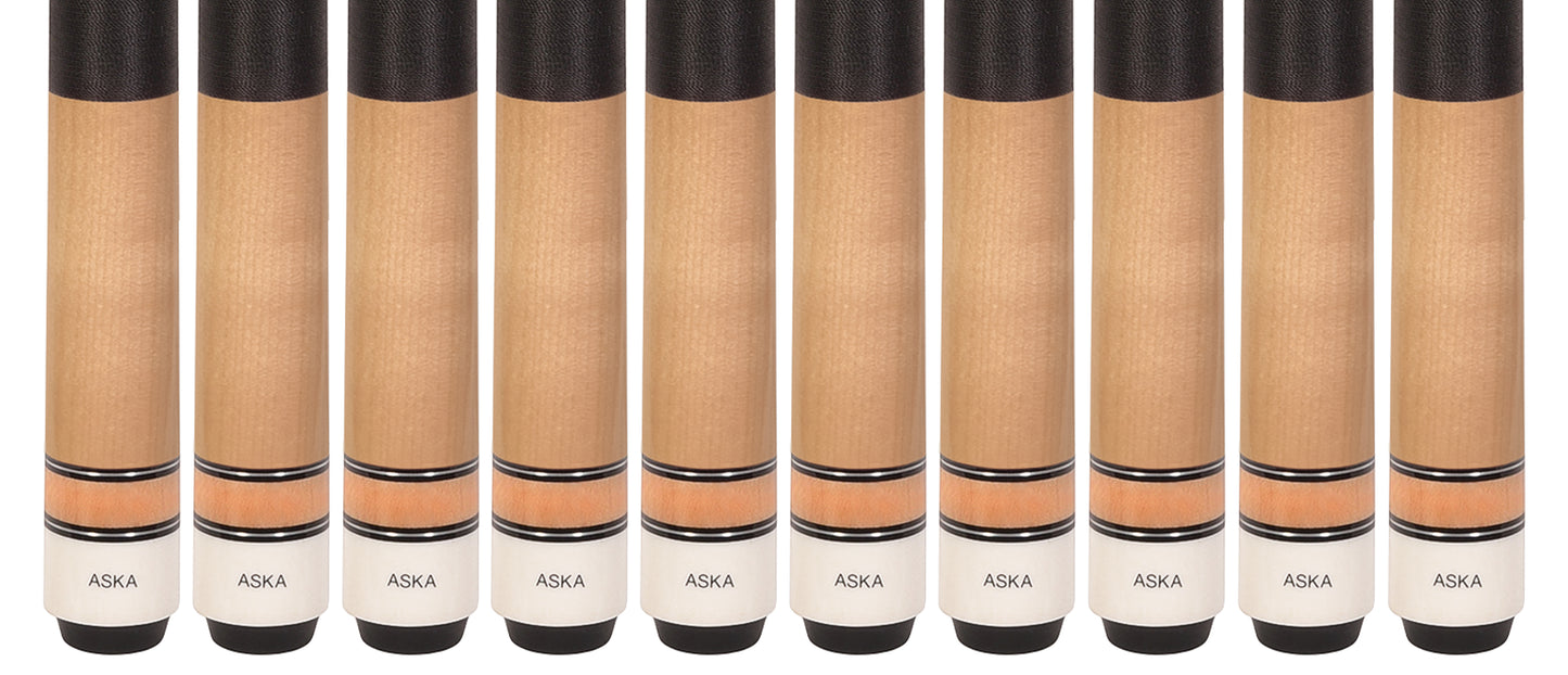 Lot of 10 Natural Maple ASKA L2 Billiard Pool Cues, 58