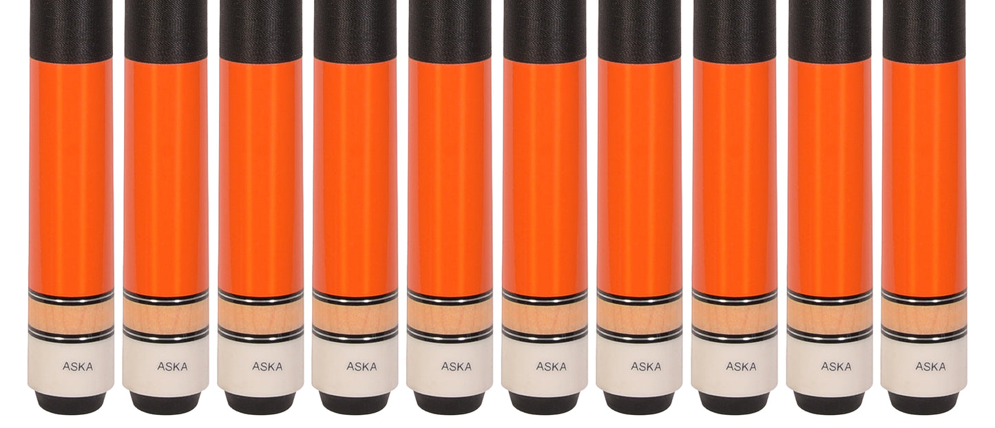Lot of 10 ORANGE ASKA L2 Billiard Pool Cues, 58