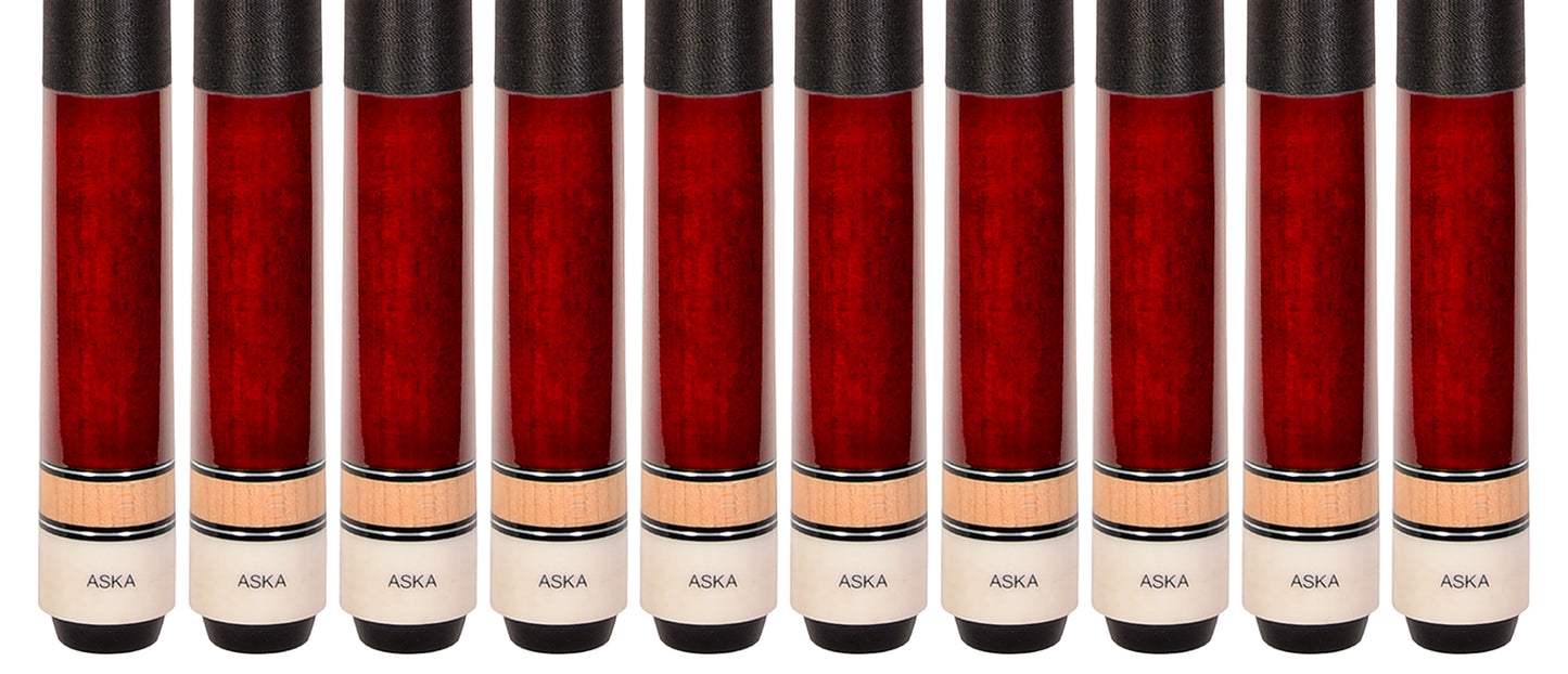 Lot of 10 Red ASKA L2 Billiard Pool Cues, 58