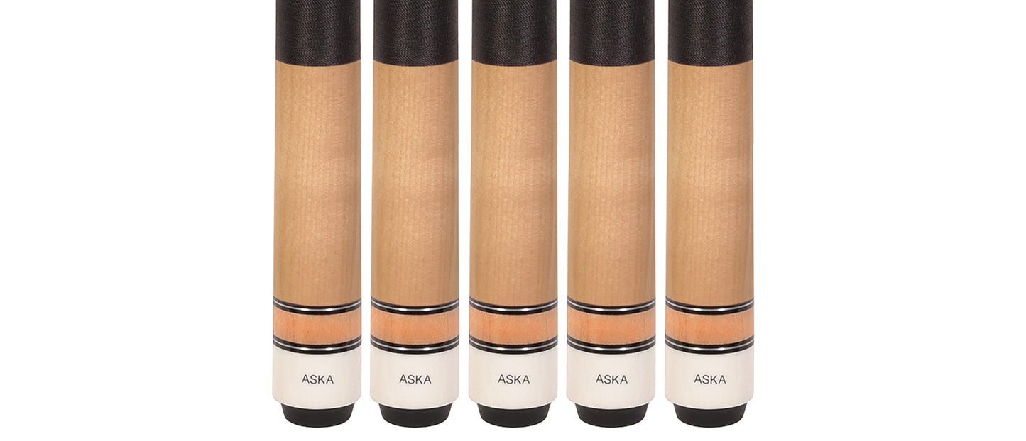 Set of 5 Natural Maple Aska L2 Billiard Pool Cues, 58