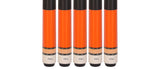 Set of 5 Orange Aska L2 Billiard Pool Cues, 58" Hard Rock Canadian Maple, 13mm Hard Tip, Mixed Weights, L2S5ORG