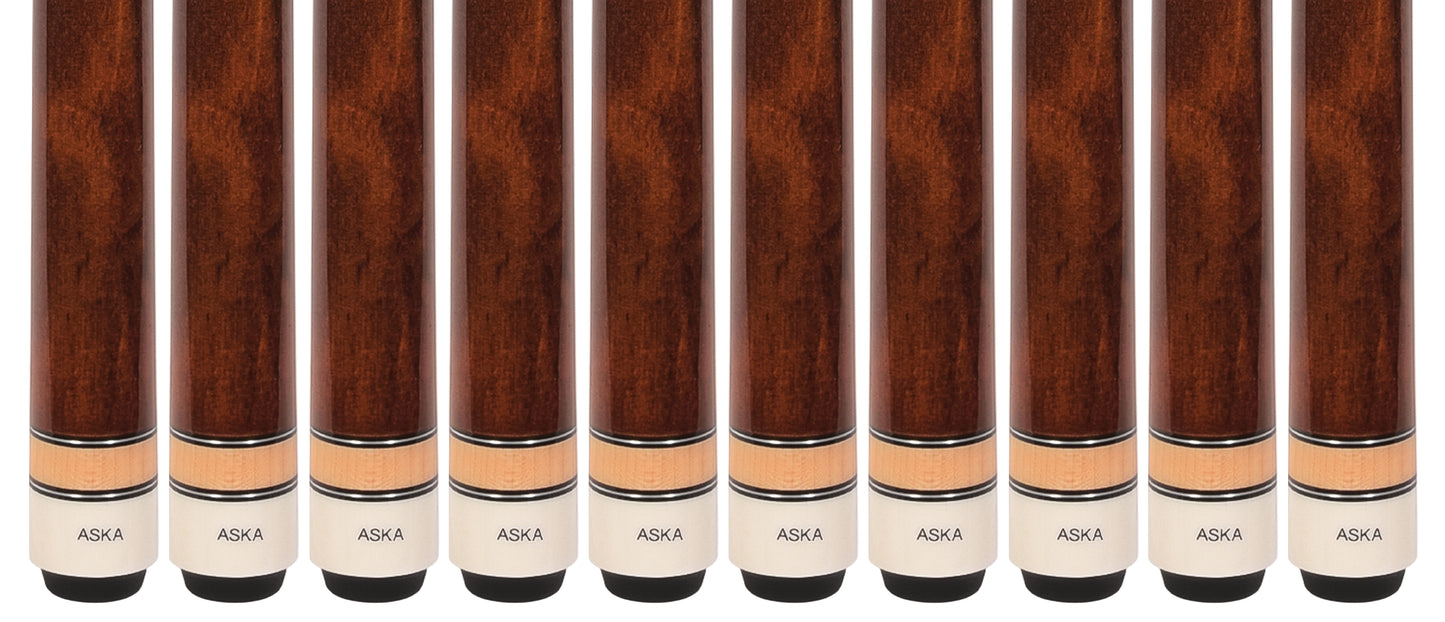 Lot of 10  Brown ASKA L3 Billiard Pool Cues, 58