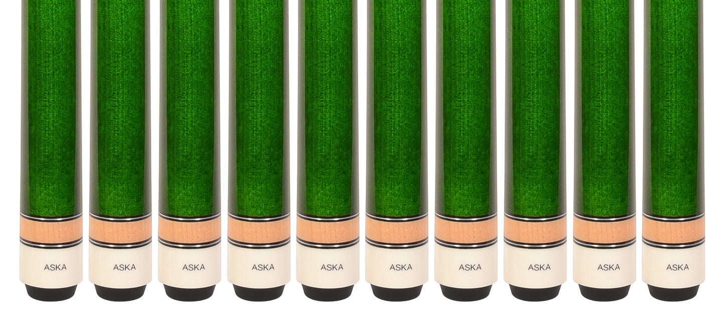 Lot of 10  Green ASKA L3 Billiard Pool Cues, 58