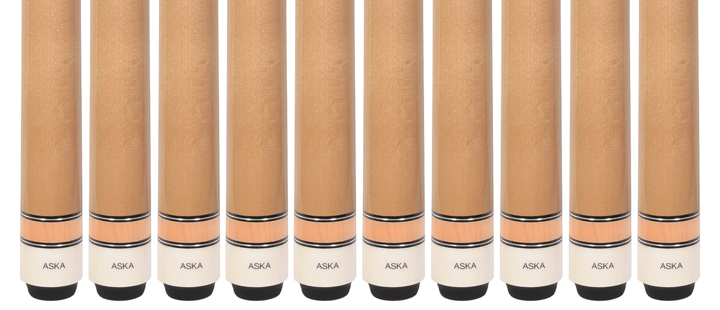 Lot of 10  Natural Maple ASKA L3 Billiard Pool Cues, 58