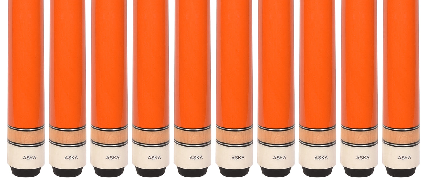 Lot of 10  Orange ASKA L3 Billiard Pool Cues, 58