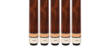 Set of 5 Aska L3 Brown Pool Cue Sticks, 58", 13mm Tip, Hard Rock Canadian Maple Shaft, Wrapless, L3S5BRN