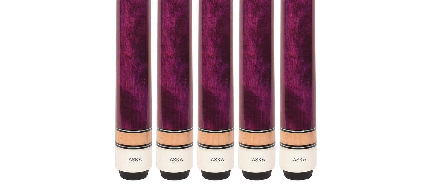 Set of 5 Aska L3 Purple Pool Cue Sticks, 58