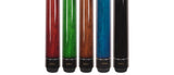 Set of 5 Aska LECN Billiard Pool Cues, 58" Hard Rock Canadian Maple, 13mm Hard Leather Tip, Mixed Weights and Colors, LECN5