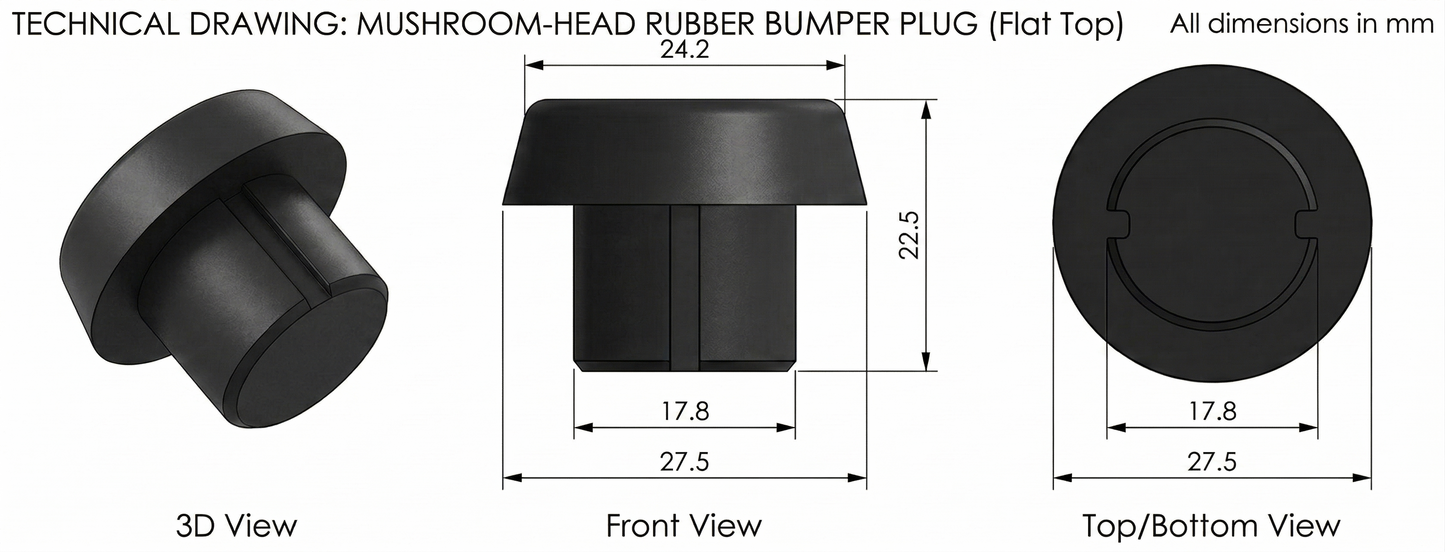 18mm Black Replacement Rubber Bumper for ASKA Cues