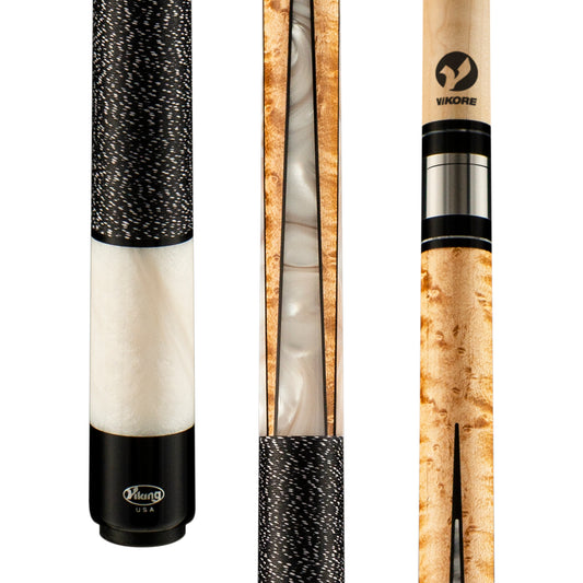 Viking Helix HL0404 pool cue showing butt, joint, and shaft details.