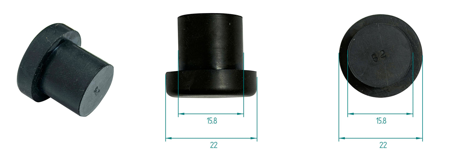 ASKA JC01 JC02 rubber bumper with dimensions shown from multiple angles. BMP