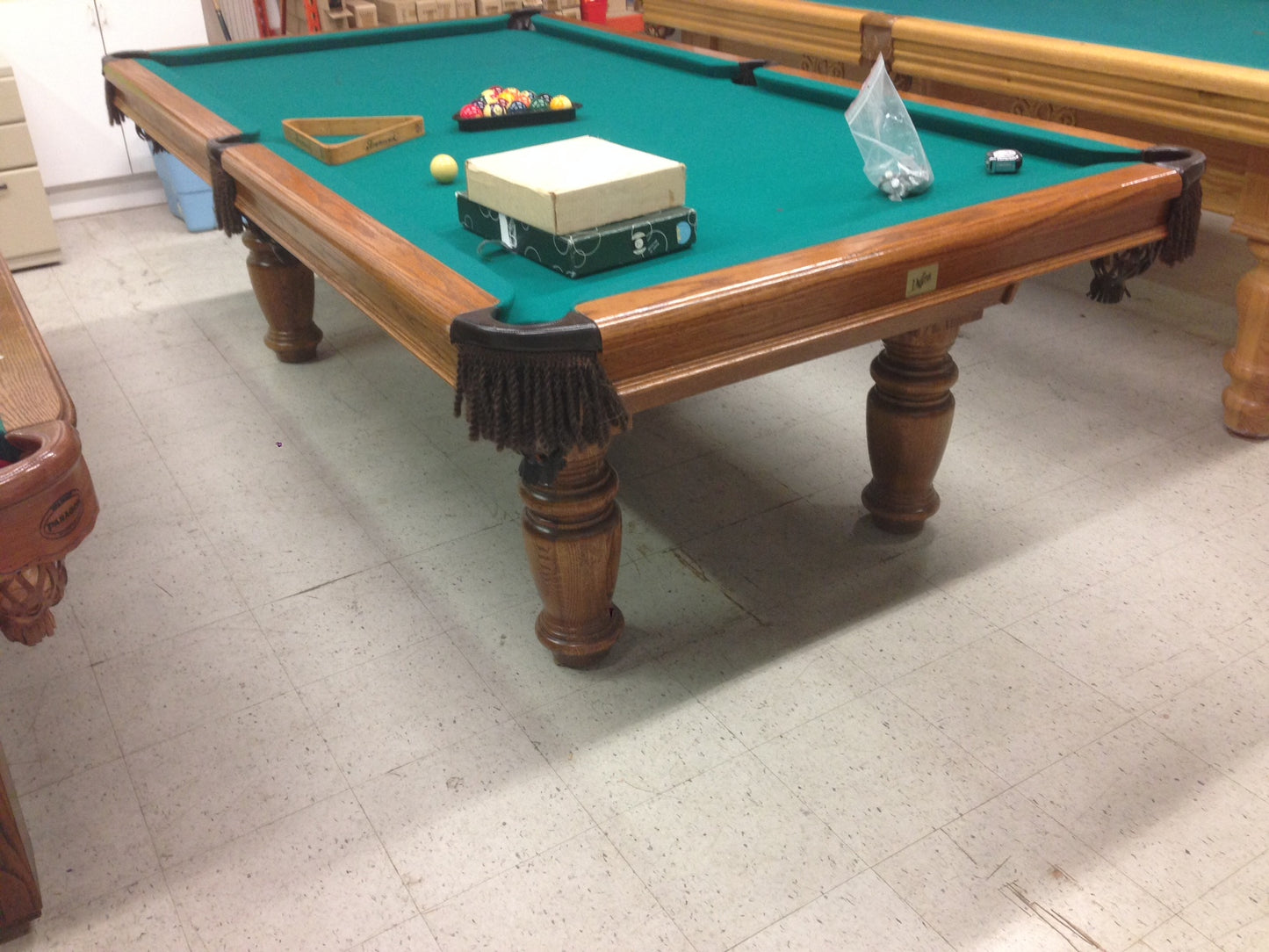 ASKA Dufferin 8-foot pool table with turquoise felt and wooden frame