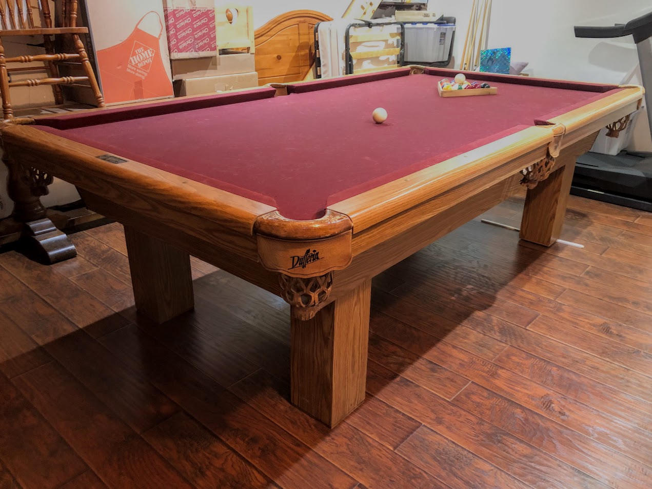 ASKA Dufferin Regent 9' pool table with light oak finish and burgundy felt