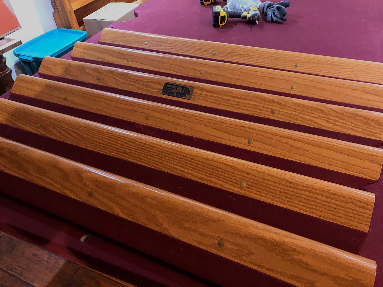Stacked rails showing wood construction and subtle finish variations