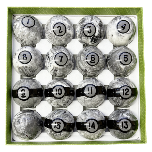 Aska Billiards Pool Boston Numbered Balls Set, 16 Balls Including a Cue Ball, 2 1/4 inch, PB05A