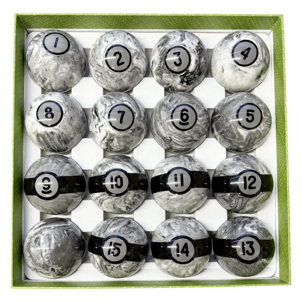 Aska Billiards Pool Boston Numbered Balls Set, 16 Balls Including a Cue Ball, 2 1/4 inch, PB05A