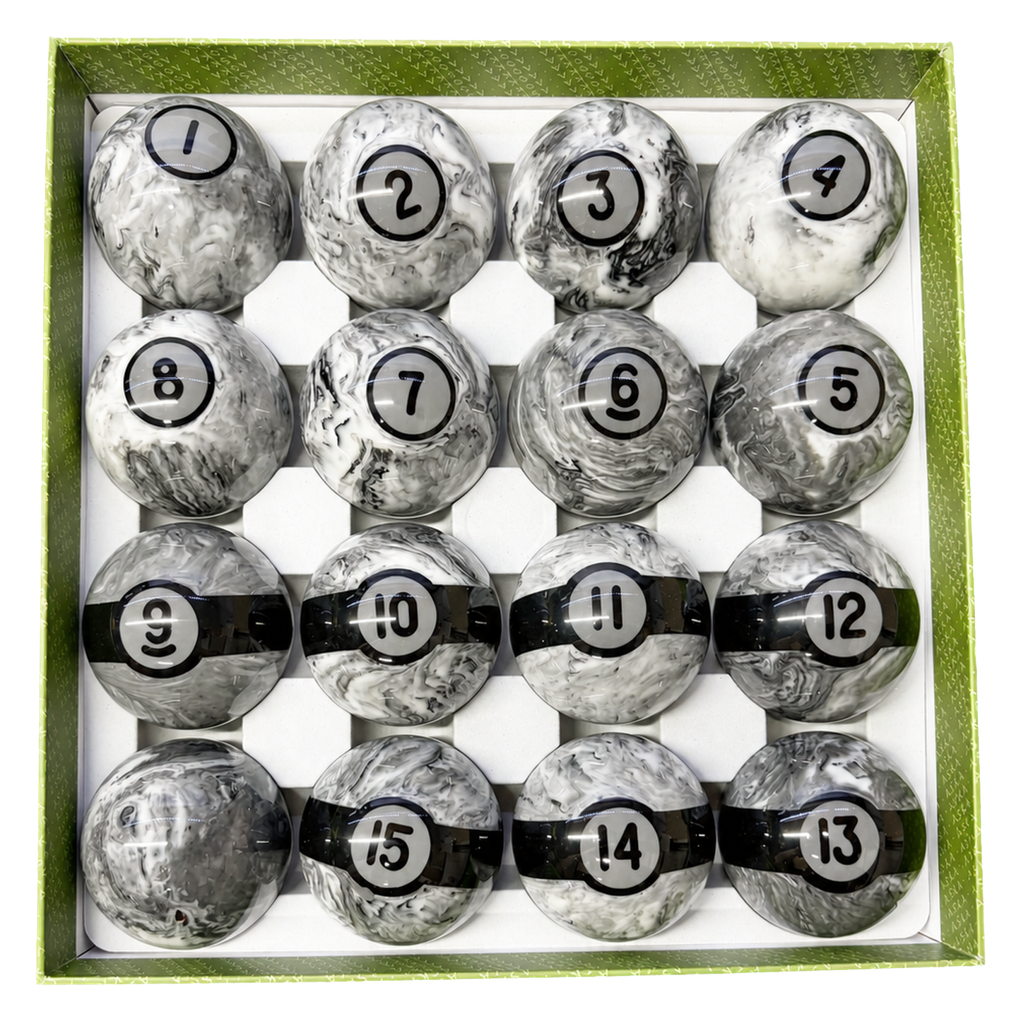 Aska Billiards Pool Boston Numbered Balls Set, 16 Balls Including a Cue Ball, 2 1/4 inch, PB05A