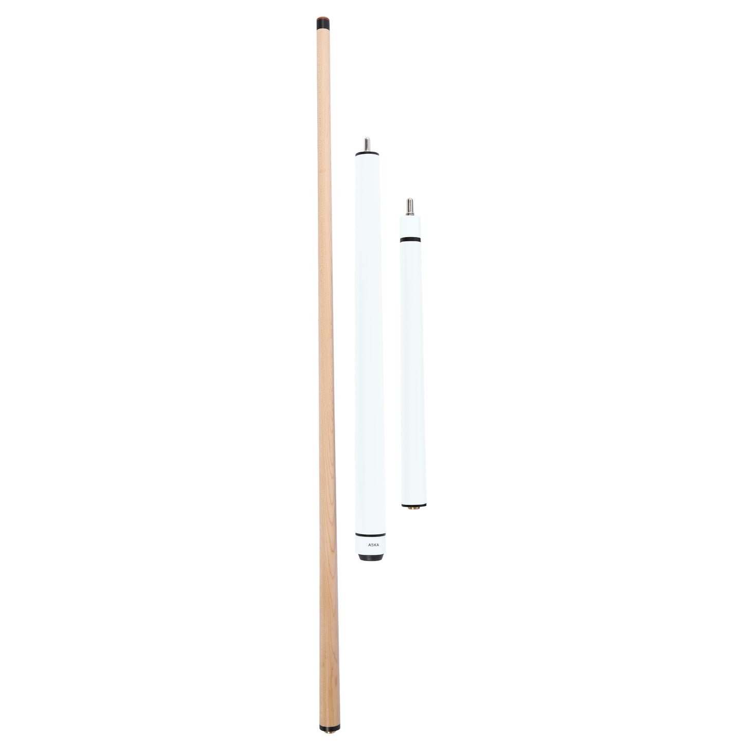 25-Ounce Heavy Hit Matte White Jump Break Cue Stick Aska JBC, Jump/Break Cue. 14-mm Tip, Hard Rock Canadian Maple Shaft