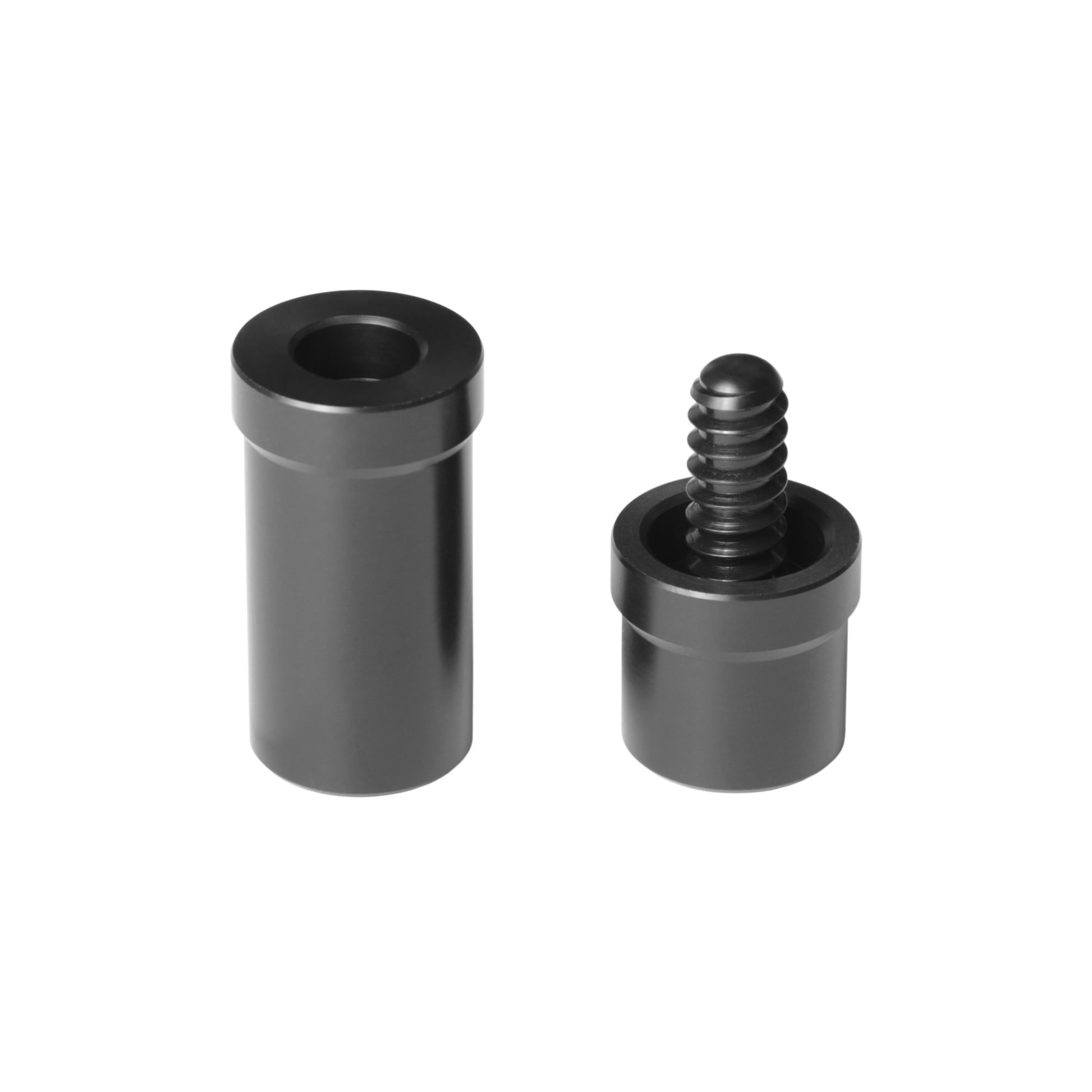 Two black joint protector pieces arranged separately.
